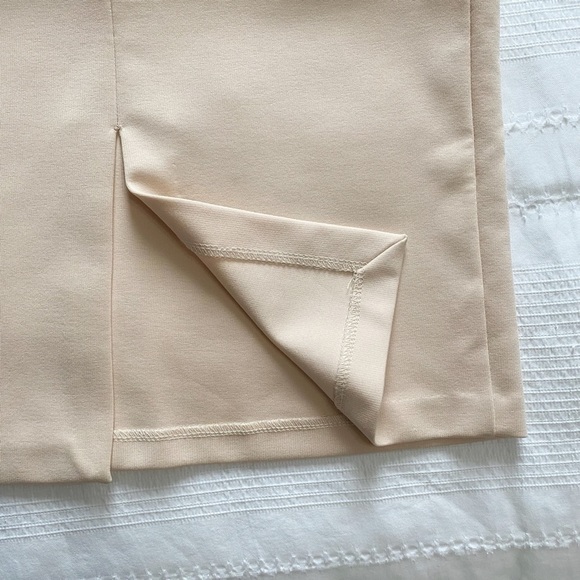 BABYLON COLLECTION CREAM BLACK CINCHED RUFFLE SHEER MESH MIDI FORMAL DRESS - L - Picture 10 of 10